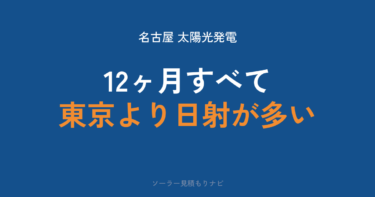 名古屋・愛知の太陽光発電｜日射は12ヶ月すべて東京以上・築10年超は補助3万円/kW【2026年】